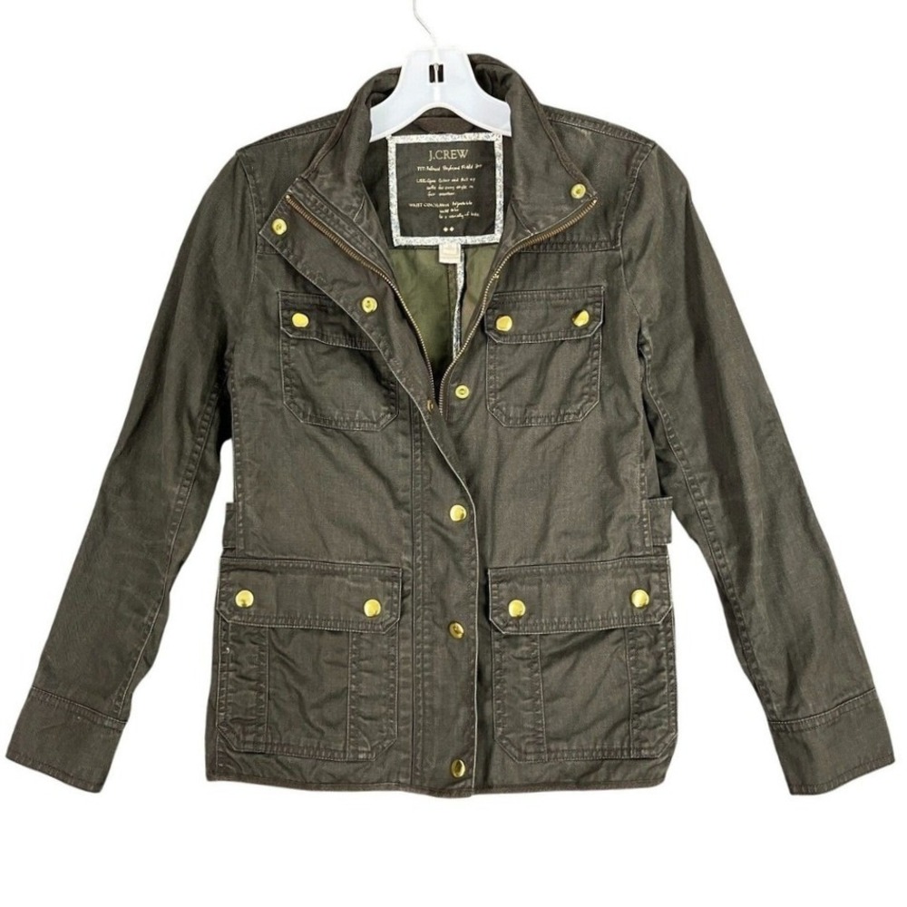J Crew Relaxed Boyfriend Field‎ Jacket Brown Utility Military Coat XSP Womens